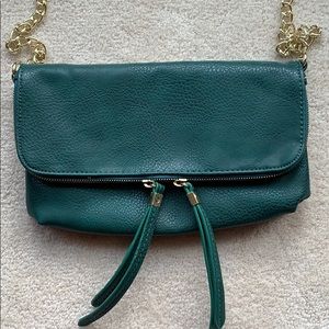 Emerald clutch/purse with gold chain strap